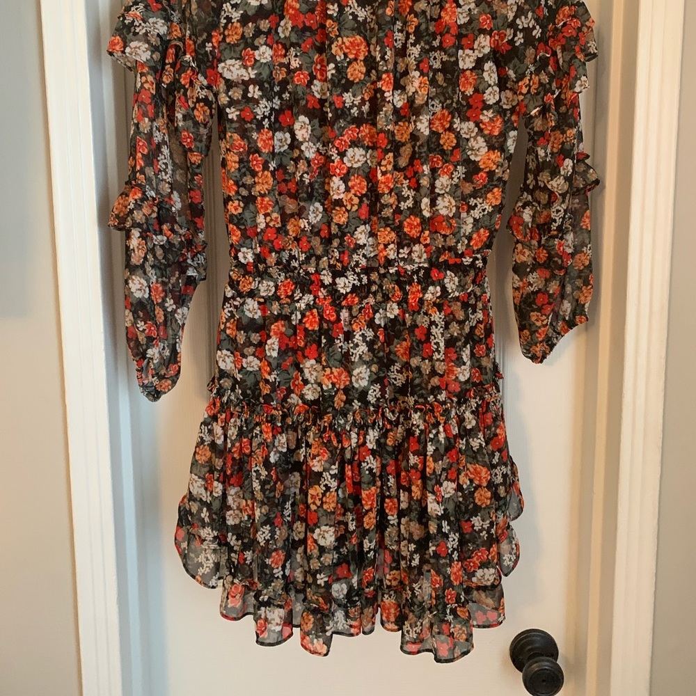 Misa Los Angeles Floral Mini Dress - Black and Red - Picture 4 of 6